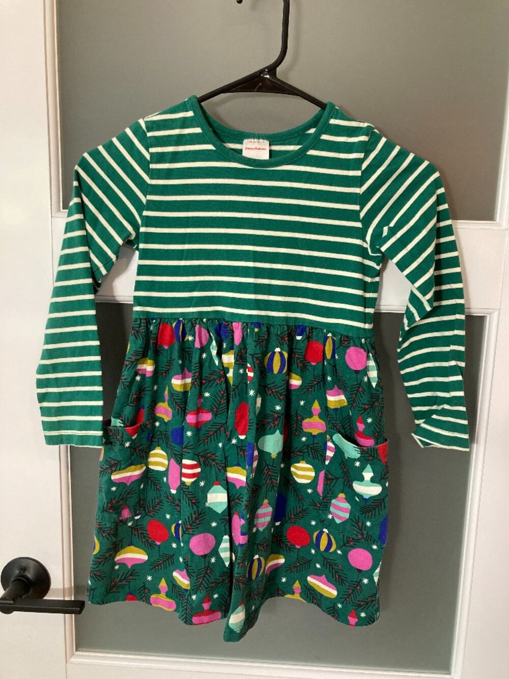 Hanna Andersson Holiday Mixie Playdress Delightful Decorations Green - 6-7